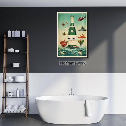 Vintage Champagne wall art Vintage Poster Drink Picture Canvas Print For kitchen club bar cart Decor 8x12inch Unframed in Saudi Arabia