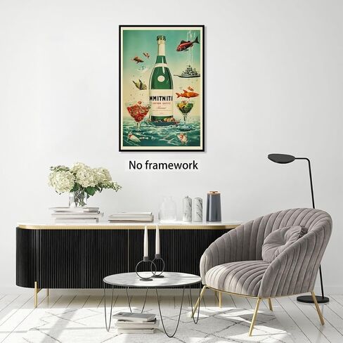 Vintage Champagne wall art Vintage Poster Drink Picture Canvas Print For kitchen club bar cart Decor 8x12inch Unframed in Saudi Arabia