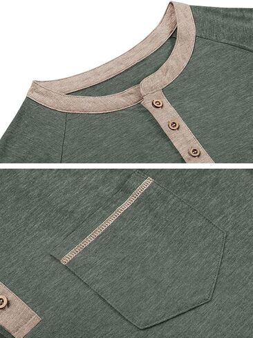 Mens Henley Shirts Long Sleeve Casual Button Basic T-Shirts Classic Vintage Tee Shirts with Pocket in Saudi Arabia