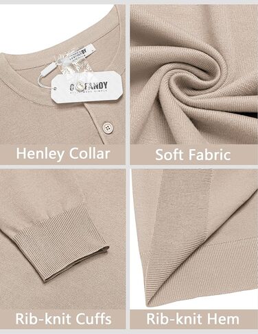 COOFANDY Mens Knit Henley T-Shirts Dress Long Sleeve Sweater Casual Collarless Quarter Button Pullover in Kuwait