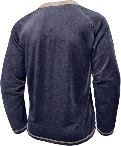 Mens Henley Shirts Long Sleeve Casual Button Basic T-Shirts Classic Vintage Tee Shirts with Pocket in Saudi Arabia