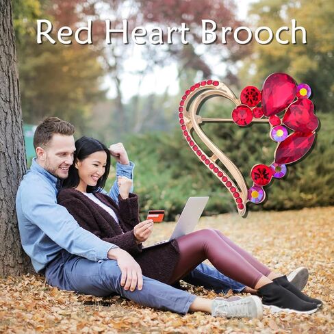 دبابيس القلب للنساء حجر الراين كريستال القلب بروش دبوس هدية للزوجة الصديقة in Kuwait