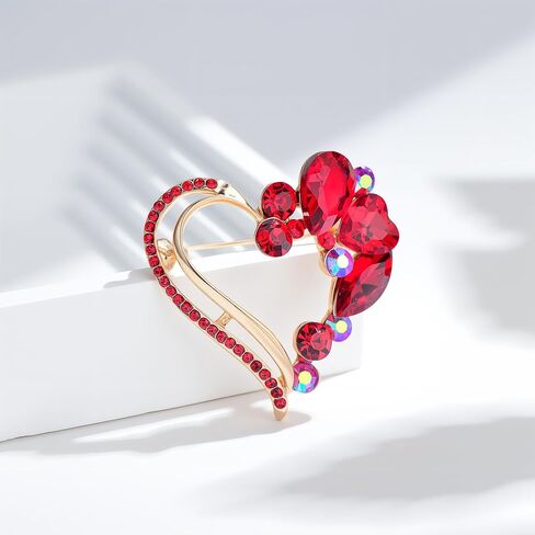 دبابيس القلب للنساء حجر الراين كريستال القلب بروش دبوس هدية للزوجة الصديقة in Kuwait