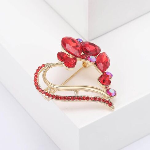 دبابيس القلب للنساء حجر الراين كريستال القلب بروش دبوس هدية للزوجة الصديقة in Kuwait