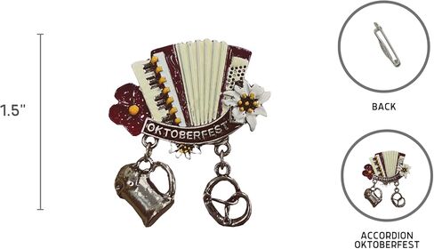 الأكورديون مع السحر دبابيس القبعة الألمانية مع لافتة "مهرجان أكتوبر" - دبابيس مهرجان أكتوبر يمكن تحصيلها لأزياء مهرجان أكتوبر وقبعة جبال الألب والزي البافاري بواسطة Oktoberfest Haus in Kuwait