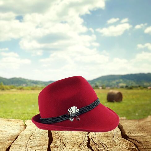 الأكورديون مع السحر دبابيس القبعة الألمانية مع لافتة "مهرجان أكتوبر" - دبابيس مهرجان أكتوبر يمكن تحصيلها لأزياء مهرجان أكتوبر وقبعة جبال الألب والزي البافاري بواسطة Oktoberfest Haus in Kuwait