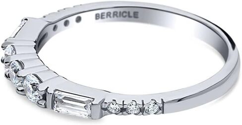 BERRICLE خواتم آرت ديكو من الفضة الإسترليني نصف الأبدية للنساء، مكعب زركونيا تشيكوسلوفاكيا in Kuwait