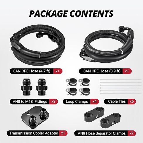 مجموعة خطوط تبريد ناقل الحركة EVIL ENERGY المتوافقة مع 2011-2016 Ford Powerstroke 6.7L - 8AN CPE خطوط نقل خرطوم لنقل الحركة 6R140 - استبدال OEM لـ BC3P-7H420-BH in Saudi Arabia