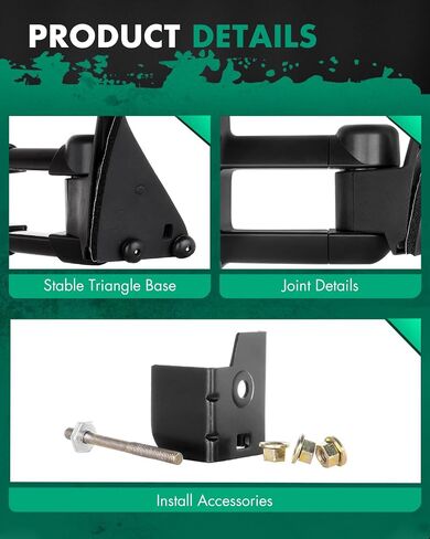 SCITOO Towing Mirrors Manual Adjusted No Heated No Turn Signal Fit for 1988-1998 For Chevy/For GMC Silverado/Sierra 1500 2500 3500 Pickup Pair Truck Mirrors in Saudi Arabia