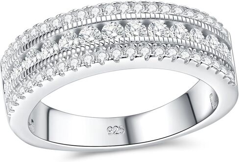 Moissanite Wedding Band Eternity Rings for Women Round Cut 925 Sterling Silver Engagement Anniversary Size 5-10 in Saudi Arabia