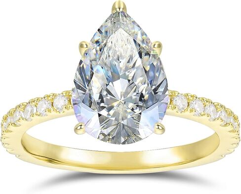 14K Gold 5-Prong 3.0 CT Pear Cut Moissanite Engagement Ring for Women Promise Rings in Kuwait