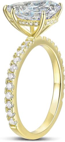 14K Gold 5-Prong 3.0 CT Pear Cut Moissanite Engagement Ring for Women Promise Rings in Kuwait