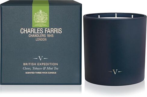 شمعة معطرة فاخرة من تشارلز فاريس - 3 فتائل، مصبوبة يدويًا، تدوم طويلاً، حرق نظيف، 640 جم / 22.5 أونصة، حرق يصل إلى 80 ساعة، صنع في إنجلترا - زهر البرتقال، الياسمين، التوت الأخضر - إليزابيث in Saudi Arabia