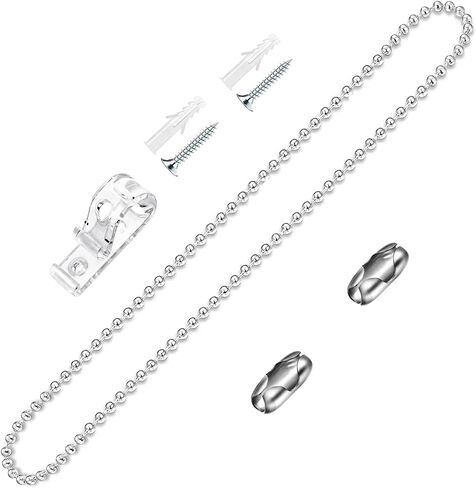#10 Stainless Steel Continuous Blind Chain for Clutch Roller Window Shade, Roller Shade Chain (Drop 60"), Endless Blinds Beaded Chain with 1 PCS P Clip Fixation Hook and 2 PCS Connectors in Saudi Arabia