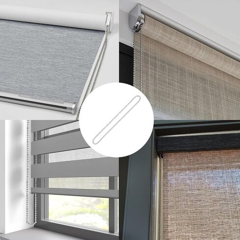 #10 Stainless Steel Continuous Blind Chain for Clutch Roller Window Shade, Roller Shade Chain (Drop 60"), Endless Blinds Beaded Chain with 1 PCS P Clip Fixation Hook and 2 PCS Connectors in Saudi Arabia
