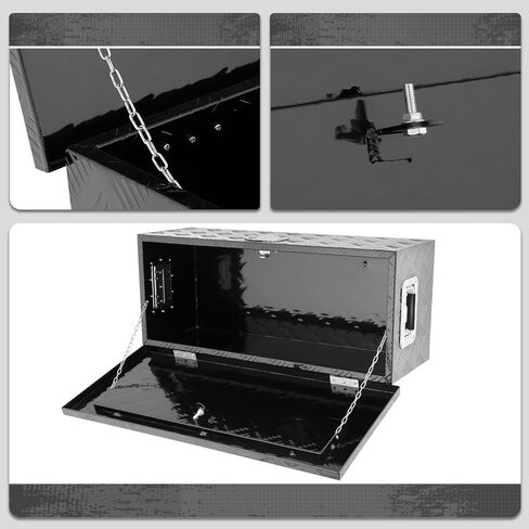 PM PERFORMOTOR Black Aluminum Steel Heavy Duty Trailer Powdercoated Tool Box Chest Box Pickup Truck Bed Storage Toolbox with Recessed Side Handles and 2 Keys, 77cm W X 33cm D X 26cm H in Saudi Arabia