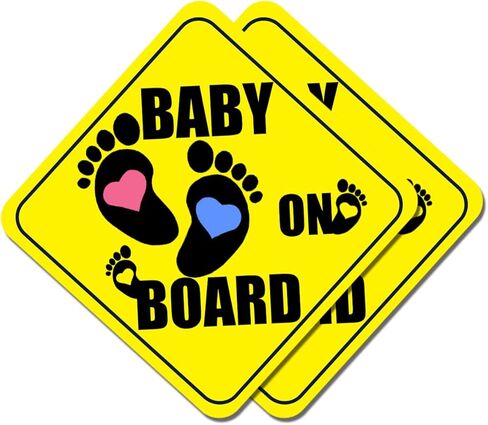 عبوتان من ملصقات اللافتات للأطفال - هدية لطيفة وأساسية للأطفال - صفراء زاهية، علامات أمان للسيارة والشاحنة والشاحنة والمصد - 5 × 5 بوصة in Kuwait