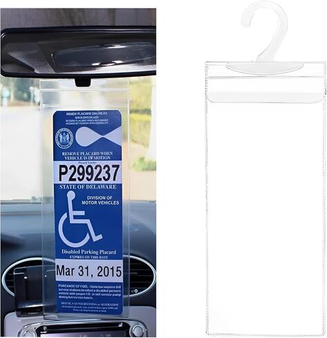 Handicap Parking Placard Holder, 11.6"×5" Clear Disabled Permit Protective Cover with Large Hanger, Ultra Transparent Sun Visor Handicapped Placard Protector for Most Vehicles in Kuwait