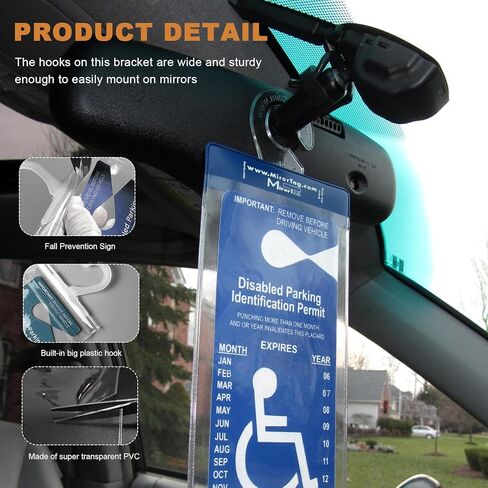 Handicap Parking Placard Holder, 11.6"×5" Clear Disabled Permit Protective Cover with Large Hanger, Ultra Transparent Sun Visor Handicapped Placard Protector for Most Vehicles in Kuwait