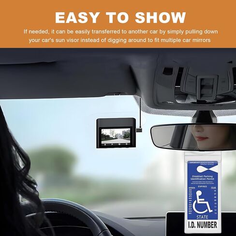 Handicap Parking Placard Holder, 11.6"×5" Clear Disabled Permit Protective Cover with Large Hanger, Ultra Transparent Sun Visor Handicapped Placard Protector for Most Vehicles in Kuwait