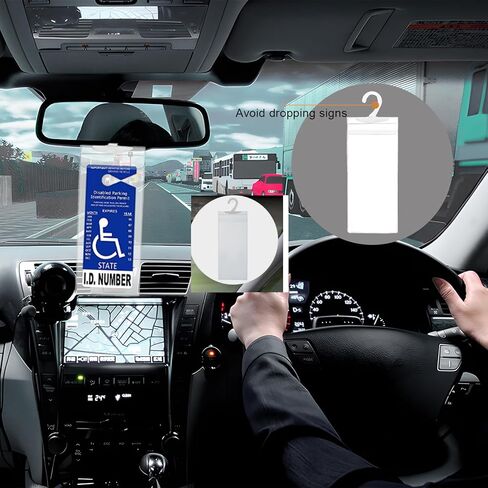 Handicap Parking Placard Holder, 11.6"×5" Clear Disabled Permit Protective Cover with Large Hanger, Ultra Transparent Sun Visor Handicapped Placard Protector for Most Vehicles in Kuwait