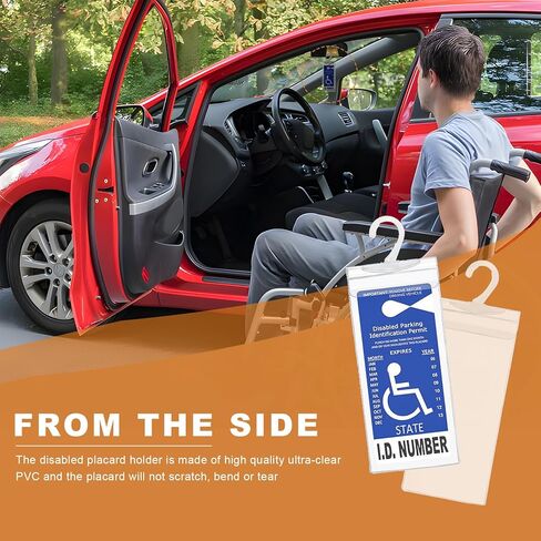Handicap Parking Placard Holder, 11.6"×5" Clear Disabled Permit Protective Cover with Large Hanger, Ultra Transparent Sun Visor Handicapped Placard Protector for Most Vehicles in Kuwait