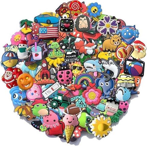 100 pcs Shoe Charms for Clog Decoration, Cute Cartoon Jibbitz for Crocs, Accessories for Gift in Saudi Arabia