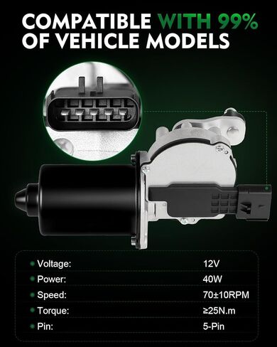 محرك ممسحة الزجاج الأمامي 55077859AB مناسب لـ: -Jeep Wrangler 2007 2008 2009 2010 2011 2012 2013 2014 2015 2016، Wrangler JK 2018 5-Pin، استبدل OE# 55077859AC 68002388AA 40-458 40458 in Saudi Arabia