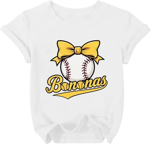 Baseball Shirts Toddler Girls Cute Bow Baseball Team Fan T-Shirt Funny Game Day Short Sleeve Tee Top 3-8 Years in Saudi Arabia