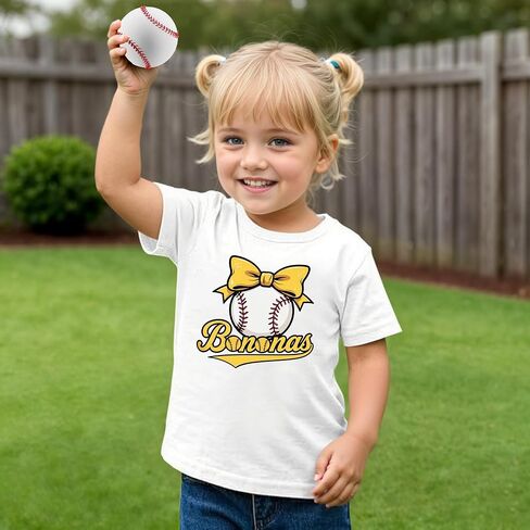 Baseball Shirts Toddler Girls Cute Bow Baseball Team Fan T-Shirt Funny Game Day Short Sleeve Tee Top 3-8 Years in Saudi Arabia