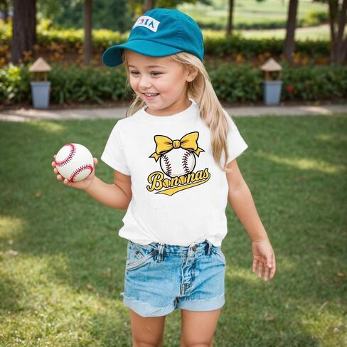 Baseball Shirts Toddler Girls Cute Bow Baseball Team Fan T-Shirt Funny Game Day Short Sleeve Tee Top 3-8 Years in Saudi Arabia