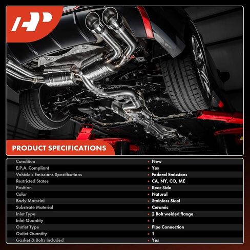 مجموعة المحول الحفاز الخلفي A-Premium متوافقة مباشرة مع Toyota Corolla Matrix & Pontiac Vibe 2003 2004 2005 2006 2007 2008، 1.8 لتر، متوافقة مع EPA in Saudi Arabia