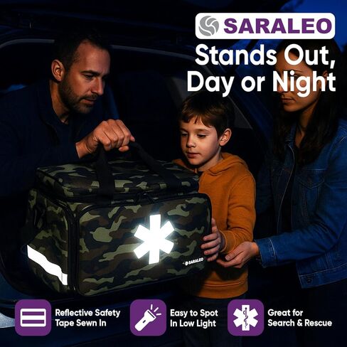 منظم الحقائب الطبية الاحترافي من SARALEO - حقيبة إسعافات أولية فارغة كبيرة مع 6 مساحات قابلة للفصل، حقيبة معدات سفر مقاومة للماء للأطباء وأخصائيي الطوارئ الطبية والممرضات والأدوية وتخزين حبوب الدواء in Kuwait