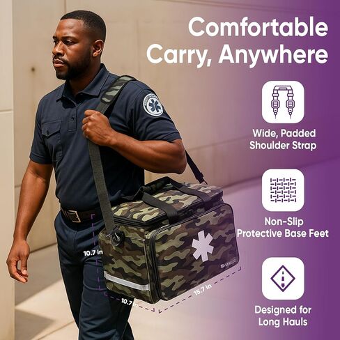 منظم الحقائب الطبية الاحترافي من SARALEO - حقيبة إسعافات أولية فارغة كبيرة مع 6 مساحات قابلة للفصل، حقيبة معدات سفر مقاومة للماء للأطباء وأخصائيي الطوارئ الطبية والممرضات والأدوية وتخزين حبوب الدواء in Kuwait