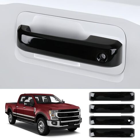 Car Door Handle Cover for Ford F-150 2015-2020，F-250 Super Duty 2017-2022，F-350 Super Duty 2017-2022 Auto Exterior Accessories Handle Protectors Covers Wrap Decoration ABS Gloss Black in Saudi Arabia