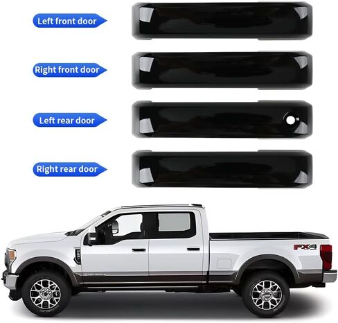 Car Door Handle Cover for Ford F-150 2015-2020，F-250 Super Duty 2017-2022，F-350 Super Duty 2017-2022 Auto Exterior Accessories Handle Protectors Covers Wrap Decoration ABS Gloss Black in Saudi Arabia