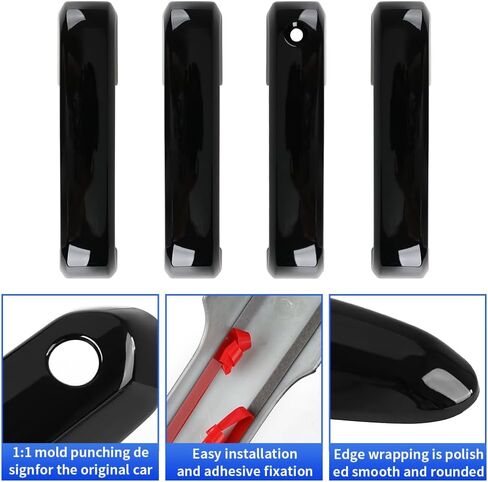 Car Door Handle Cover for Ford F-150 2015-2020，F-250 Super Duty 2017-2022，F-350 Super Duty 2017-2022 Auto Exterior Accessories Handle Protectors Covers Wrap Decoration ABS Gloss Black in Saudi Arabia