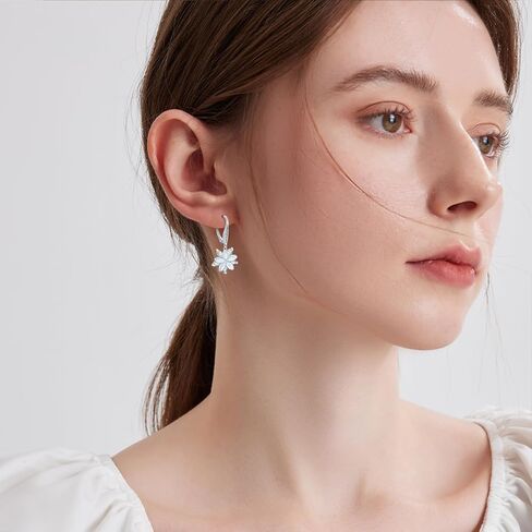 Shell Earrings for Women S925 Sterling Silver Hook Drop Blue Sea Earrings Dangle Cubic Zirconia Hypoallergenic Earrings for Women Girls Popular Sliver Earrings Jewelry Gift in Kuwait