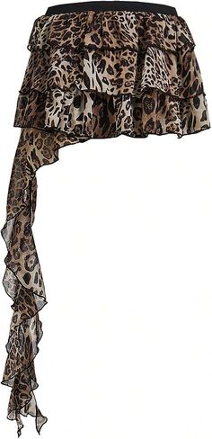 GORGLITTER Women's Y2k Leopard Print Skirt Layered Ruffle A Line Animal Print Mini Skirts in Kuwait