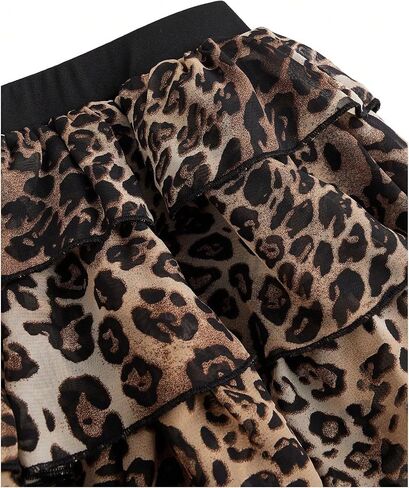 GORGLITTER Women's Y2k Leopard Print Skirt Layered Ruffle A Line Animal Print Mini Skirts in Kuwait