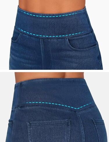 THE GYM PEOPLE Women's High Waisted Stretchy Jean Skirts Front Slit Midi Denim Skirt with Pockets in Kuwait