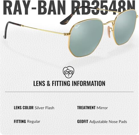 Ray-Ban RB3548N HEXAGONAL FLAT LENSES Square-Round Shaped Sunglasses for Men & Women with Official RAYBAN Eyewear Kit in Saudi Arabia