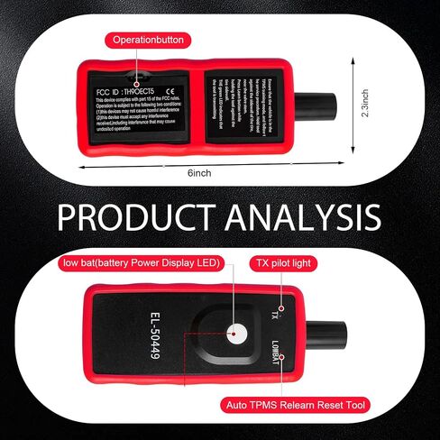 أداة إعادة تعلم TPMS قطعة واحدة من Downhill، جهاز إعادة ضبط ضغط الإطارات، متوافق مع Ford F/E-150 250 350 450 550 Mustang، Lincoln MKX، Mercury Milan (أسود وأحمر) in Saudi Arabia