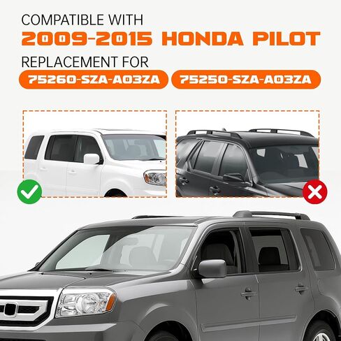 HECASA سقف الرف القضبان الجانبية متوافقة مع 2009-2015 هوندا بايلوت لاستبدال 75260-SZA-A03ZA 75250-SZA-A03ZA البضائع عبر القضبان الزورق كاياك على السطح حامل الأمتعة الرف in Saudi Arabia