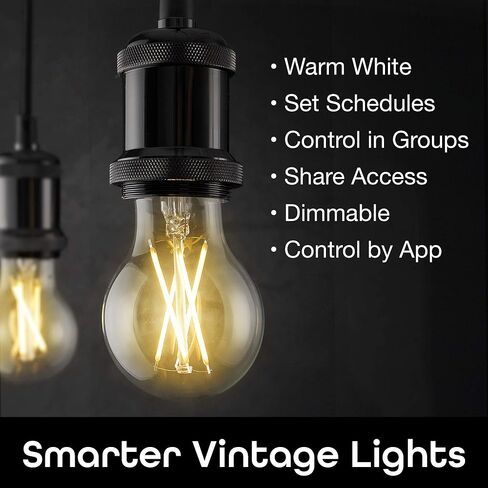 لمبة الإضاءة الذكية Geeni LUX Edison WiFi LED Edison الذكية، بيضاء ناعمة (2700K)، عبوتان - لمبات LED قابلة للتعتيم، A19، ما يعادل 60 وات، لا تتطلب محورًا، تعمل مع Amazon Alexa وGoogle Home in Kuwait