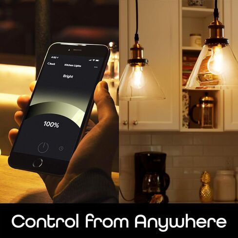 لمبة الإضاءة الذكية Geeni LUX Edison WiFi LED Edison الذكية، بيضاء ناعمة (2700K)، عبوتان - لمبات LED قابلة للتعتيم، A19، ما يعادل 60 وات، لا تتطلب محورًا، تعمل مع Amazon Alexa وGoogle Home in Kuwait