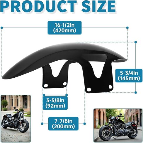 KUAFU Motorcycle Front Fender Mudguard Compatible with 2018-2024 Harley-Davidson M8 Softail Fatboy Fat boy FLFBS FLFB Fit for 160 R18 Front Wheel Short Fender Black in Saudi Arabia