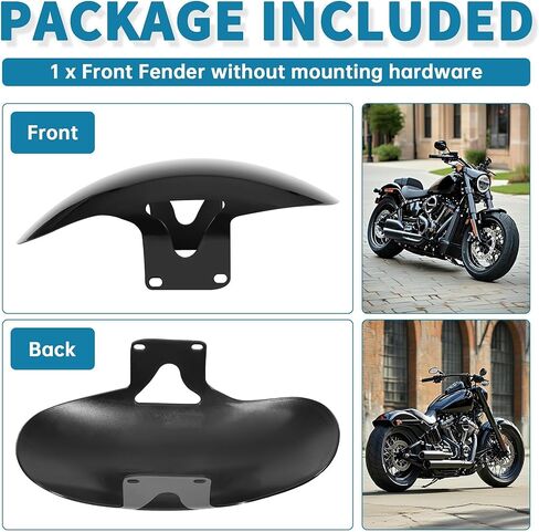 KUAFU Motorcycle Front Fender Mudguard Compatible with 2018-2024 Harley-Davidson M8 Softail Fatboy Fat boy FLFBS FLFB Fit for 160 R18 Front Wheel Short Fender Black in Saudi Arabia