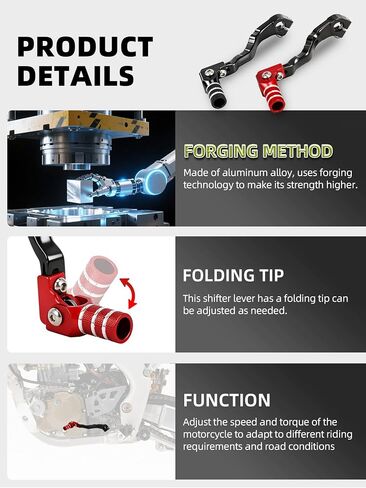 Forged Motorcycle Shift Lever,Aluminum Alloy Foldable Gear Shifter for CRF250X 2004-2017/CRF250R 2004-2009/CRF450R 2002-Red in Saudi Arabia