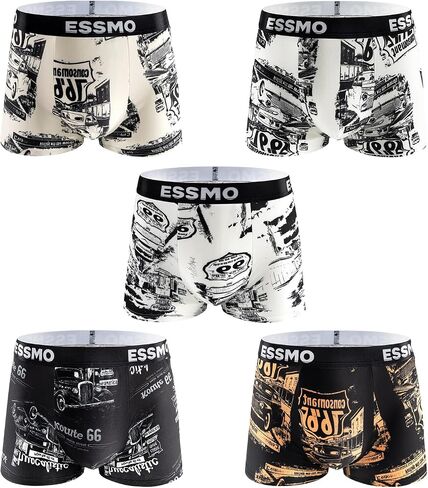 Men's Boxer Briefs Flexible Waistband No Ride up Relax Fit Halloween Multicolor Boxer Briefs in 5 Pack in Saudi Arabia